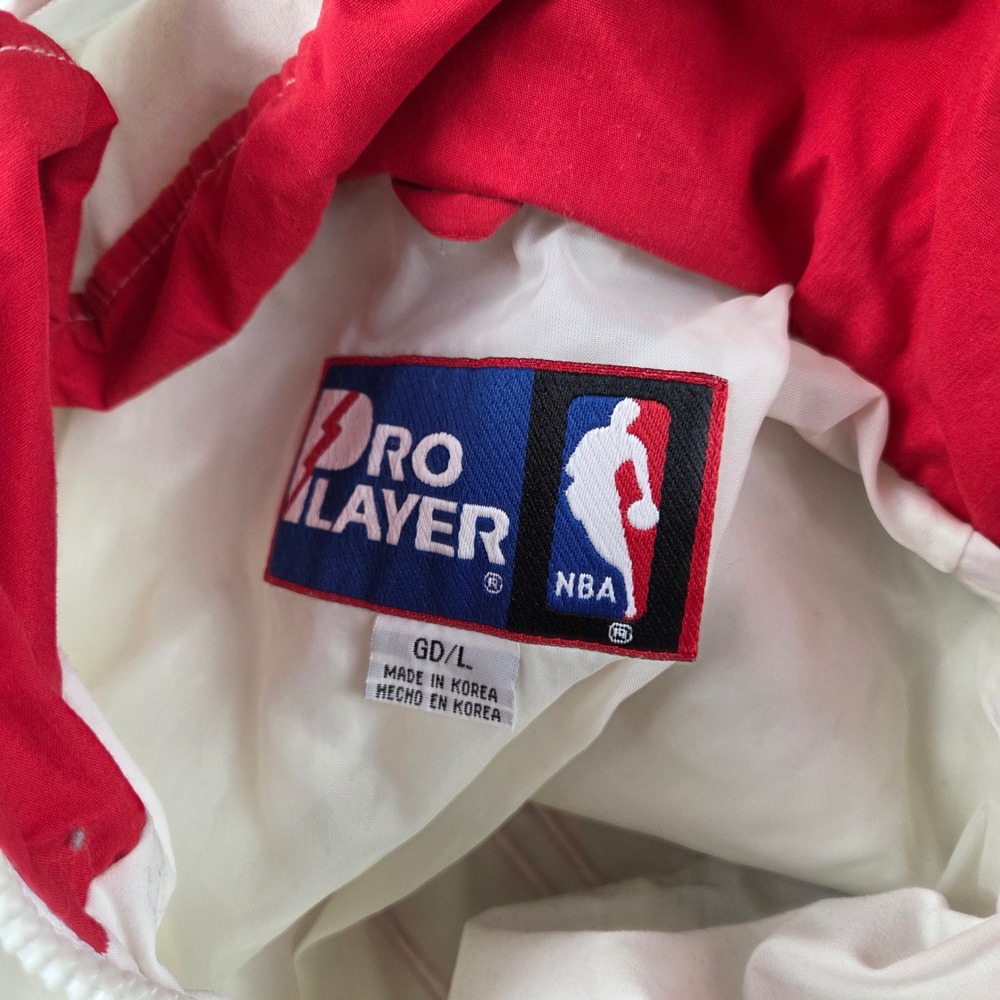Pro Player Chicago‎ Bulls Windbreaker Jacket Mens L White Vintage NBA Hooded - Picture 10 of 14